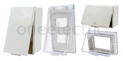 หน้ากากกันน้ำ กล่องกันน้ำมีฝาเปิด-ปิด สีขาว
