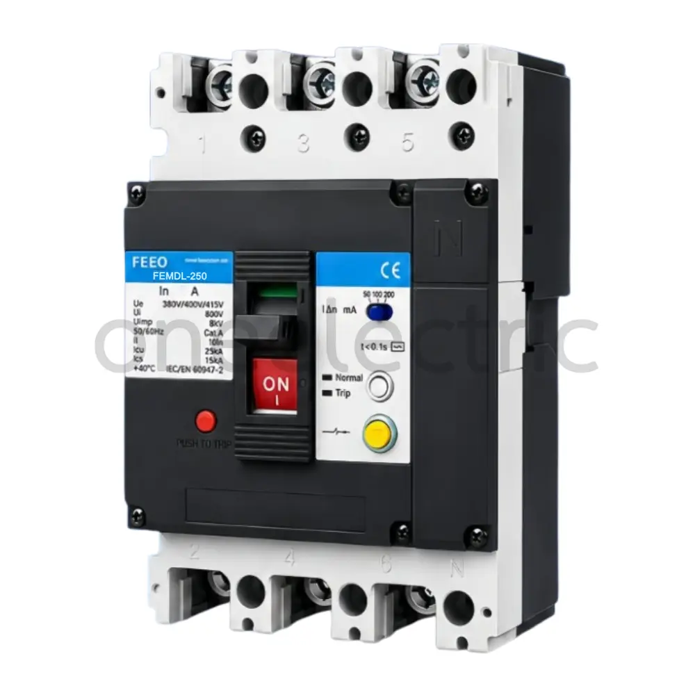 FEEO FEMDL-250 เบรกเกอร์ กันดูด AC MCCB RCBO 3P+N 100.200.300mA