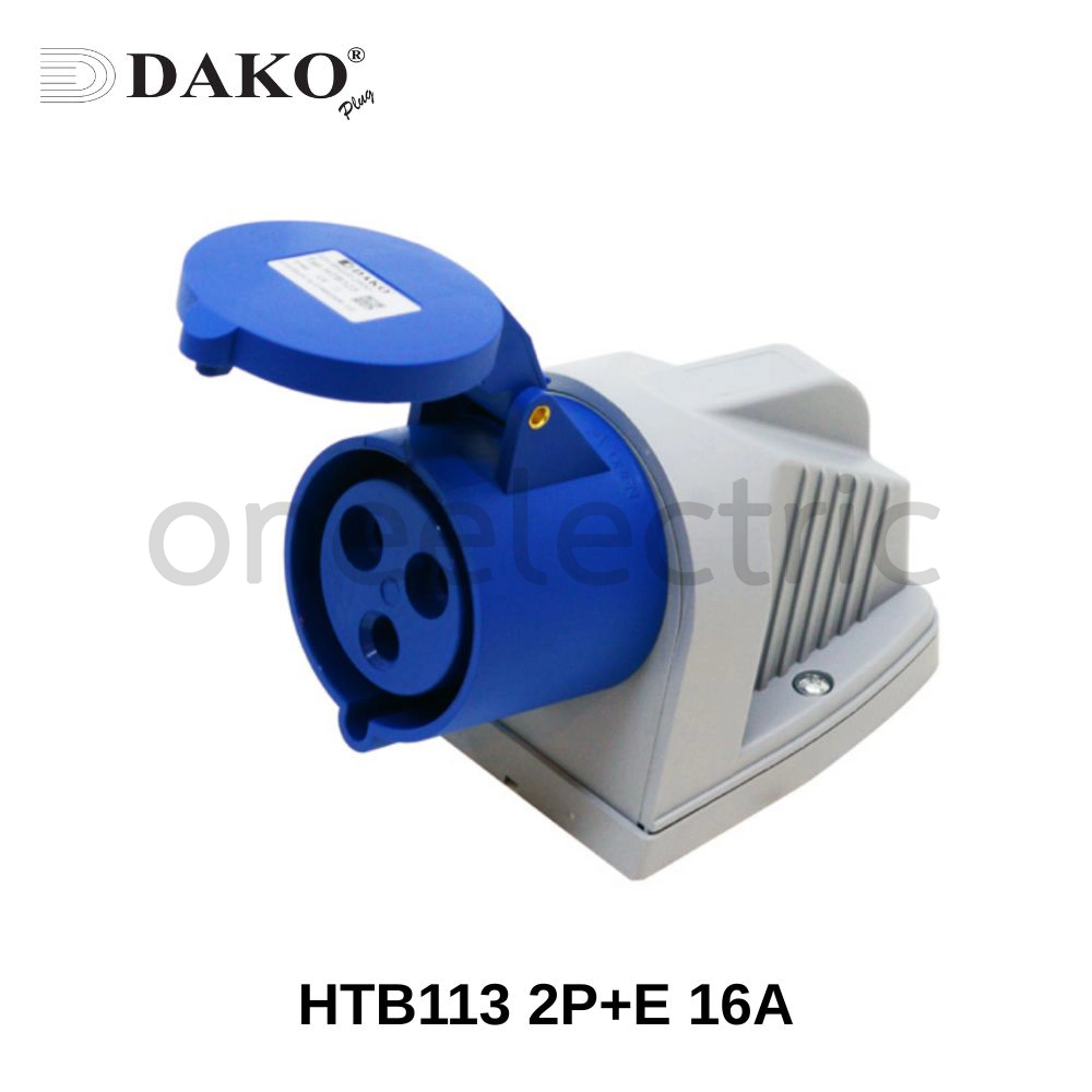 DAKO HTB113 ปลั๊กเพาเวอร์ ตัวเมีย ติดผนัง แบบลอย 3ขา 2P+E 16A สีน้ำเงิน