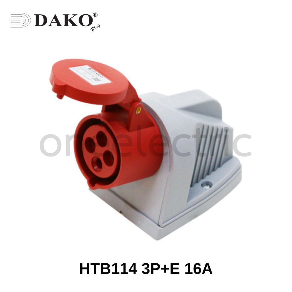 DAKO HTB114 ปลั๊กเพาเวอร์ ตัวเมีย ติดผนัง แบบลอย 4ขา 3P+E 16A สีแดง