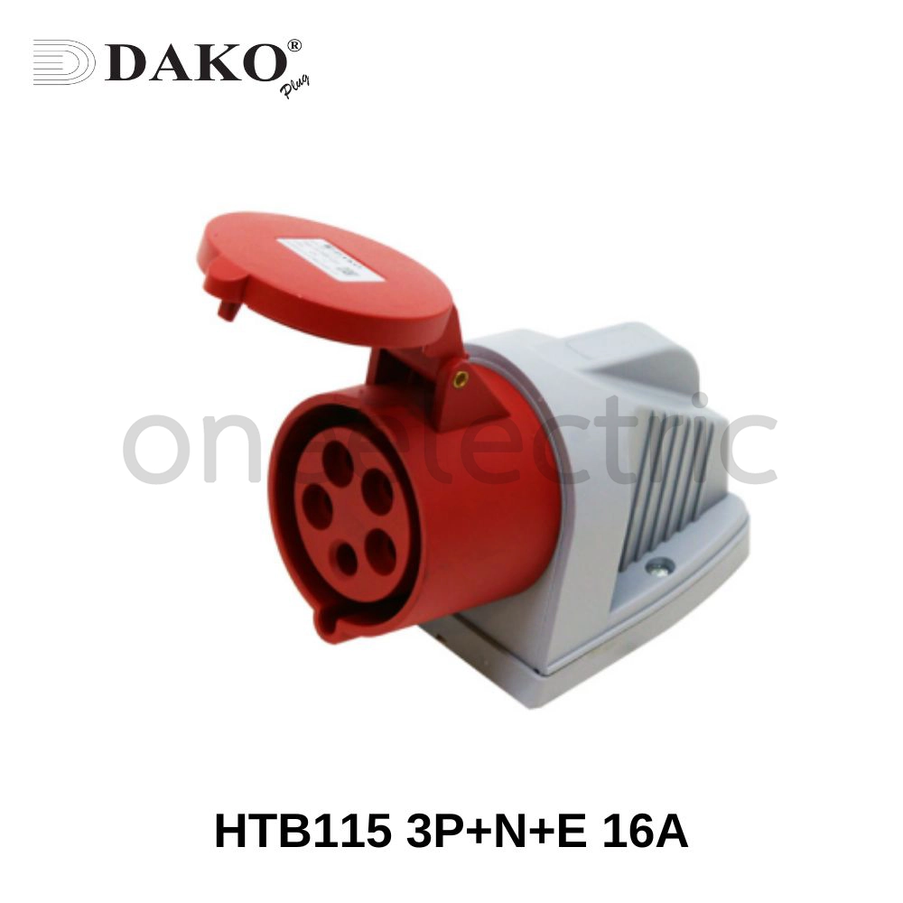 DAKO HTB115 ปลั๊กเพาเวอร์ ตัวเมีย ติดผนัง แบบลอย 5ขา 3P+N+E 16A สีแดง