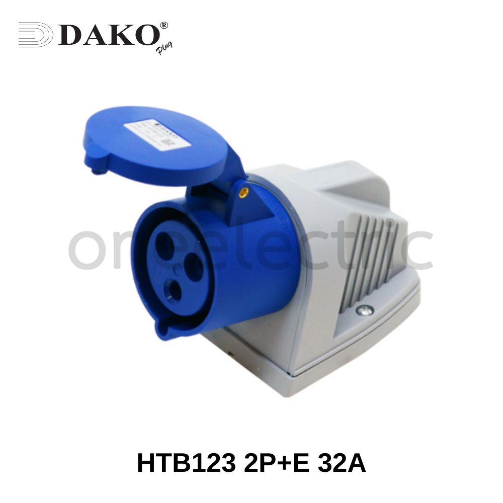 DAKO HTB123 ปลั๊กเพาเวอร์ ตัวเมีย ติดผนัง แบบลอย 3ขา 2P+E 32A สีน้ำเงิน