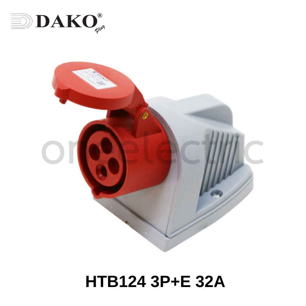 DAKO HTB124 ปลั๊กเพาเวอร์ ตัวเมีย ติดผนัง แบบลอย 4ขา 3P+E 32A สีแดง