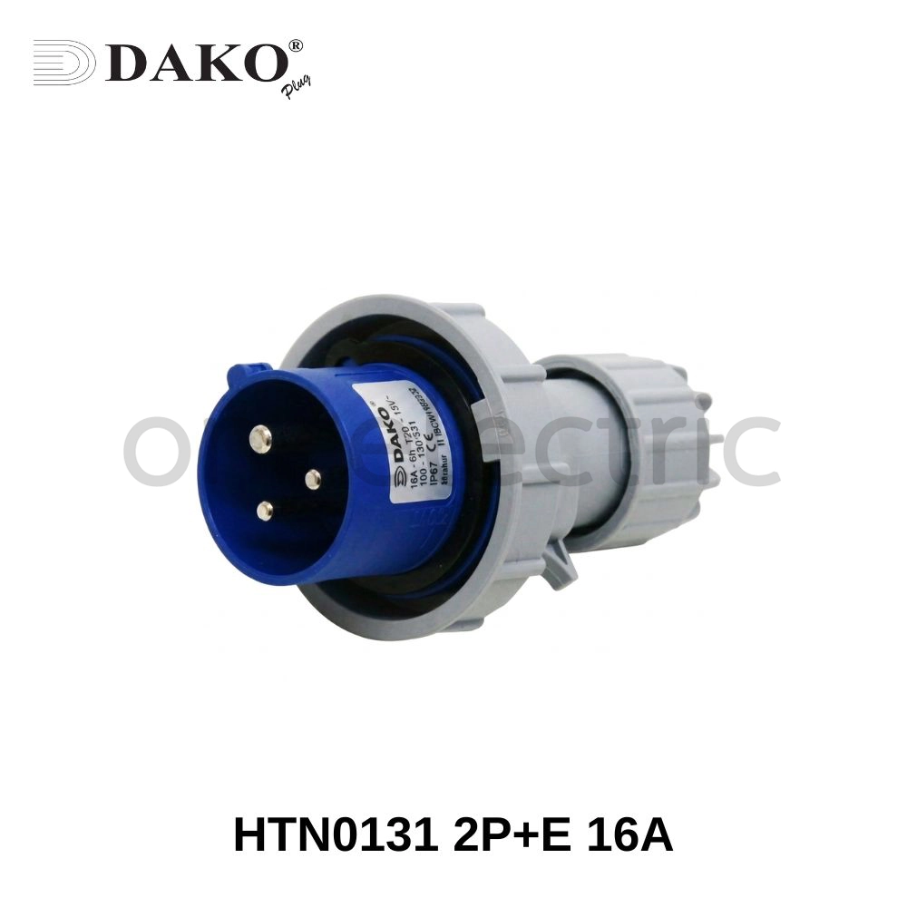 DAKO HTN0131 ปลั๊กเพาเวอร์ ตัวผู้ กันน้ำ 3ขา 2P+E 16A สีน้ำเงิน