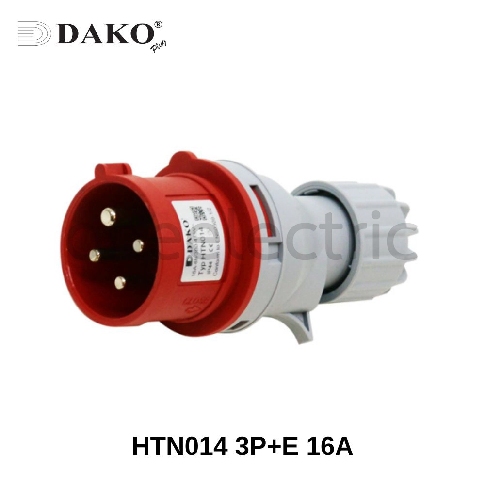 DAKO HTN014 ปลั๊กเพาเวอร์ ตัวผู้ 4ขา 3P+E 16A สีแดง