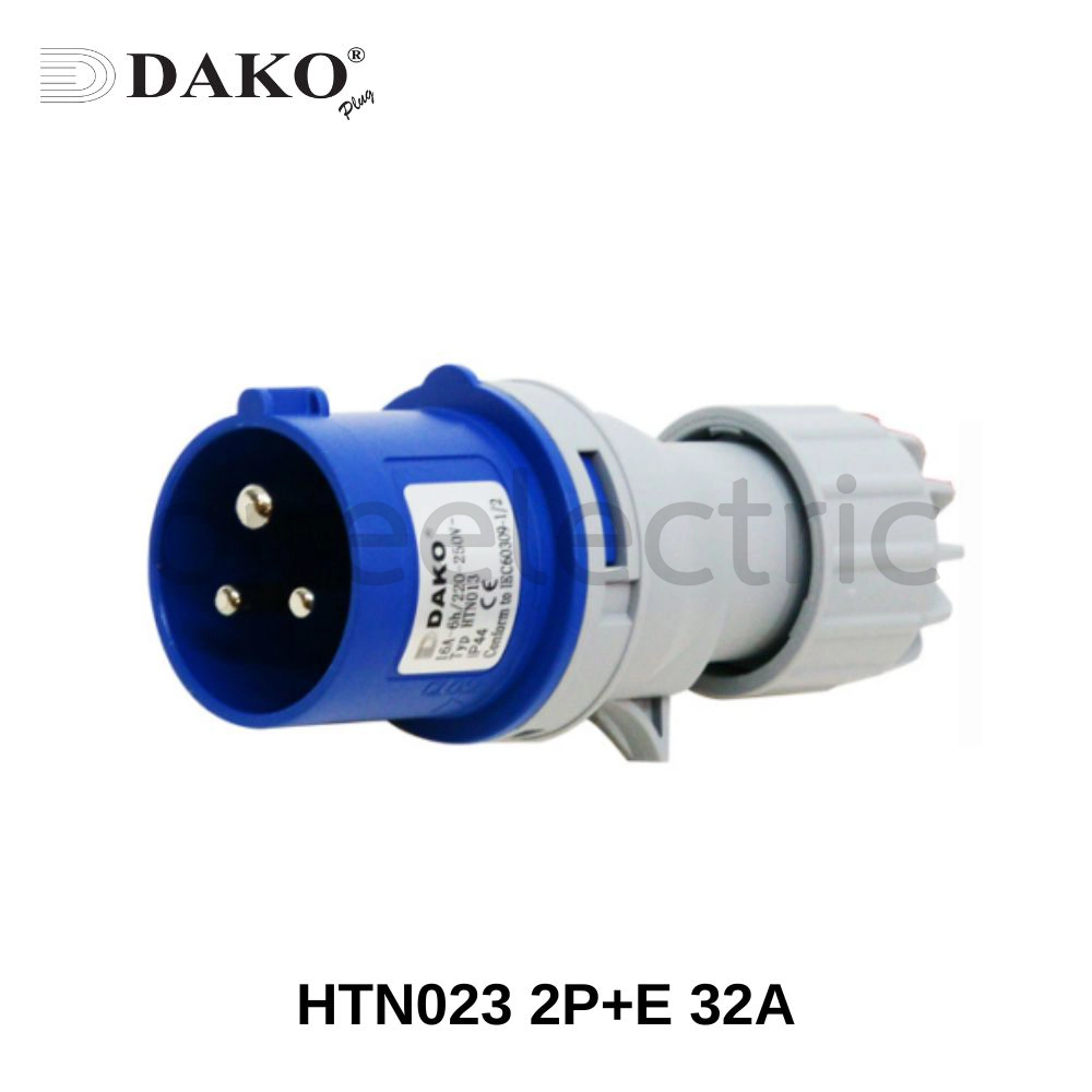 DAKO HTN023 ปลั๊กเพาเวอร์ ตัวผู้ 3ขา 2P+E 32A สีน้ำเงิน