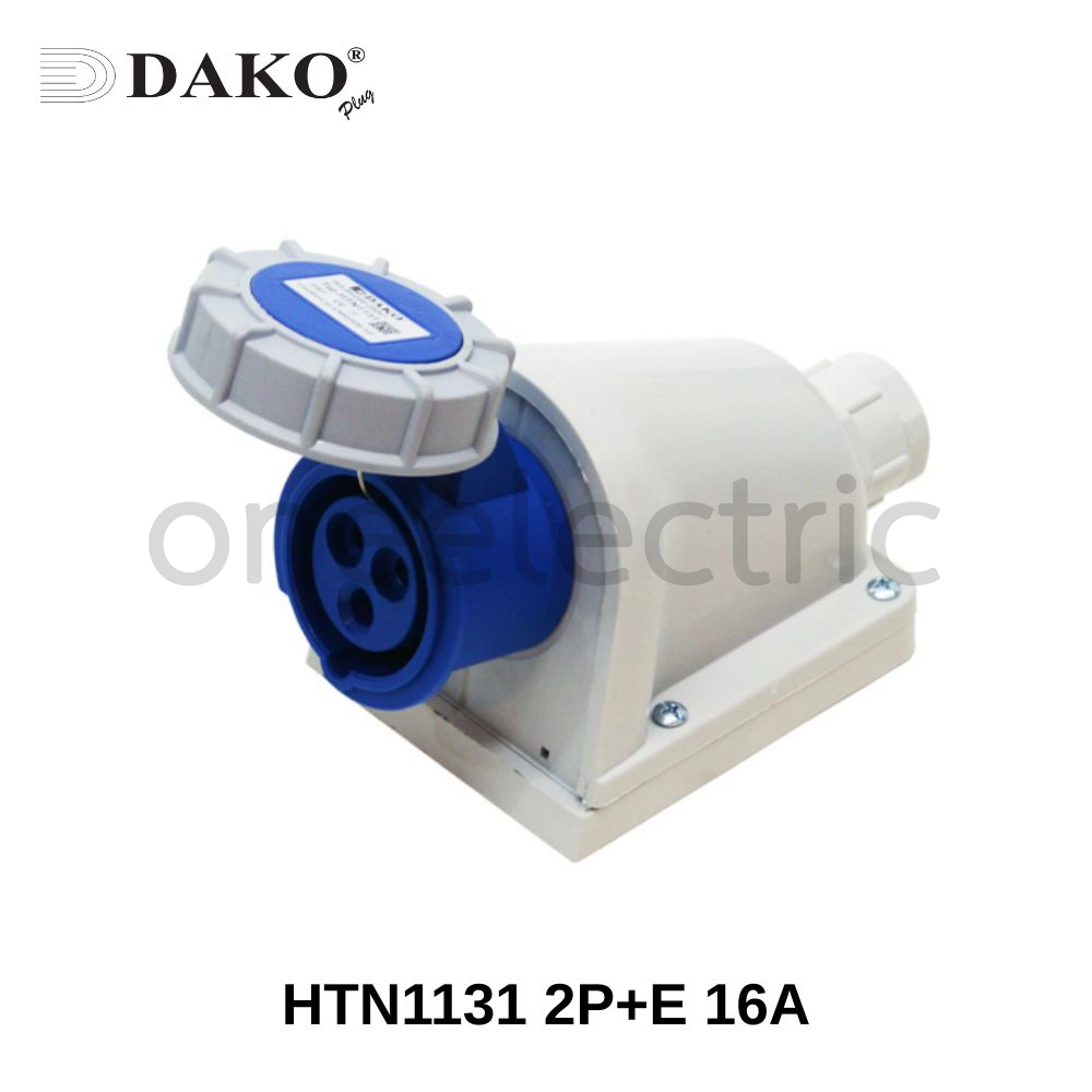 DAKO HTN1131 ปลั๊กเพาเวอร์ ตัวเมีย กันน้ำ ติดผนัง แบบลอย 3ขา 2P+E 16A สีน้ำเงิน