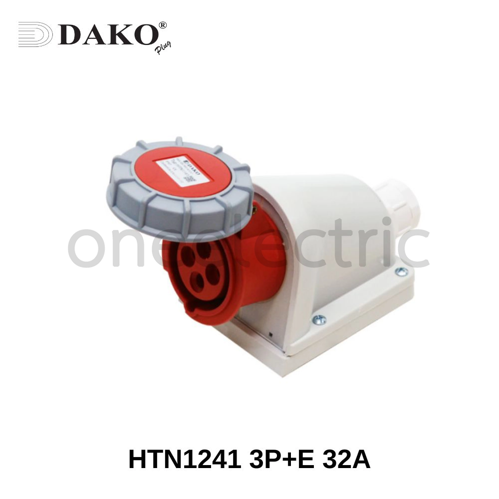 DAKO HTN1241 ปลั๊กเพาเวอร์ ตัวเมีย กันน้ำ ติดผนัง แบบลอย 4ขา 3P+E 32A สีแดง