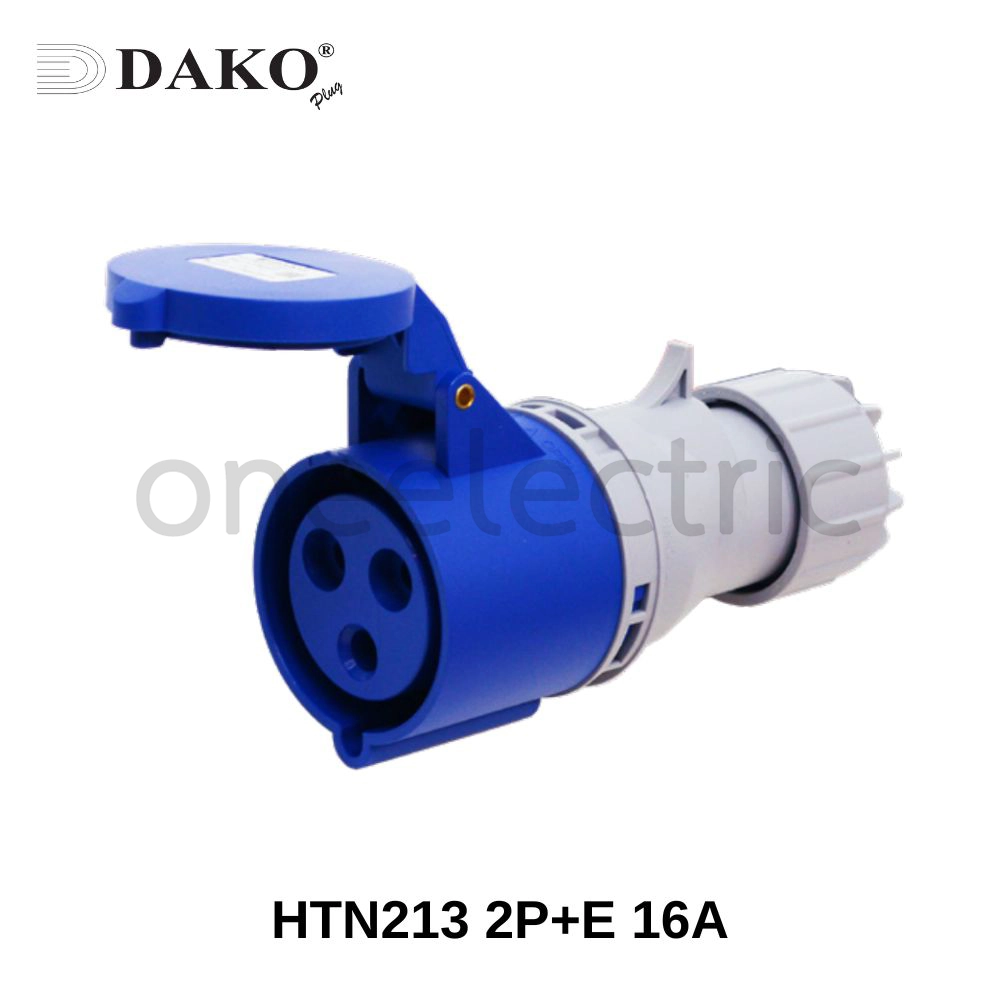 DAKO HTN213 ปลั๊กเพาเวอร์ ตัวเมีย ต่อกลางทาง 3ขา 2P+E 16A สีน้ำเงิน