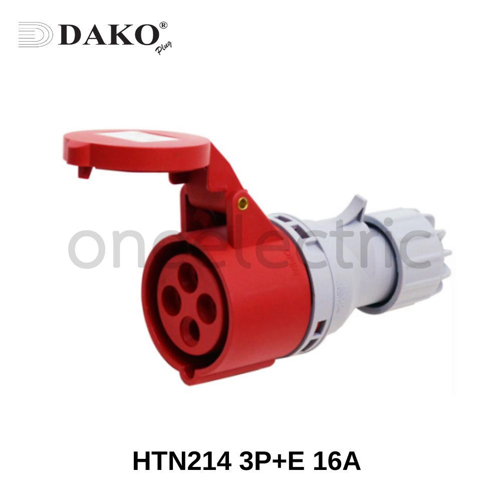 DAKO HTN214 ปลั๊กเพาเวอร์ ตัวเมีย ต่อกลางทาง 4ขา 3P+E 16A สีแดง