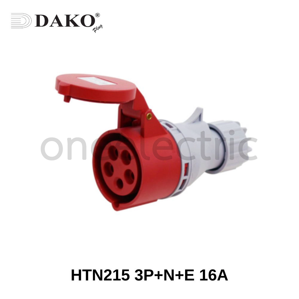 DAKO HTN215 ปลั๊กเพาเวอร์ ตัวเมีย ต่อกลางทาง 5ขา 3P+N+E 16A สีแดง