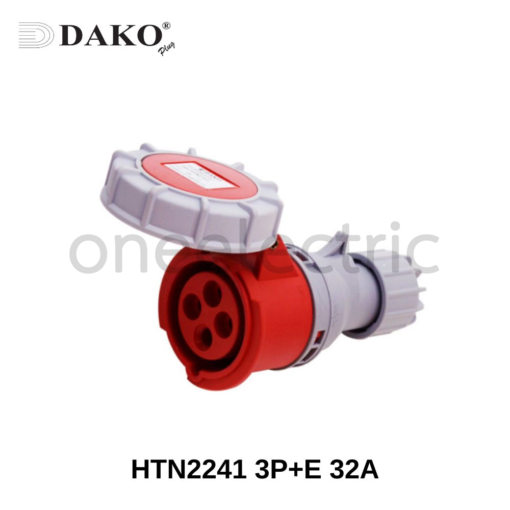 DAKO HTN2241 ปลั๊กเพาเวอร์ ตัวเมีย กันน้ำ ต่อกลางทาง 4ขา 3P+E 32A สีแดง