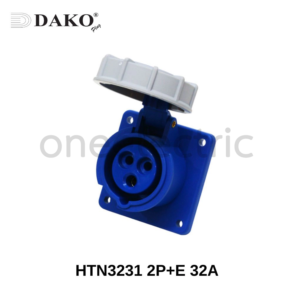 DAKO HTN3231 ปลั๊กเพาเวอร์ ตัวเมีย กันน้ำ ติดผนัง แบบฝังเฉียง 3ขา 2P+E 32A สีน้ำเงิน H