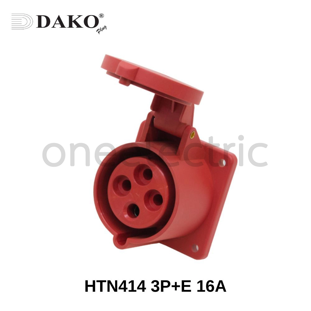 DAKO HTN414 ปลั๊กเพาเวอร์ ตัวเมีย ติดผนัง แบบฝังตรง 4ขา 3P+E 16A สีแดง