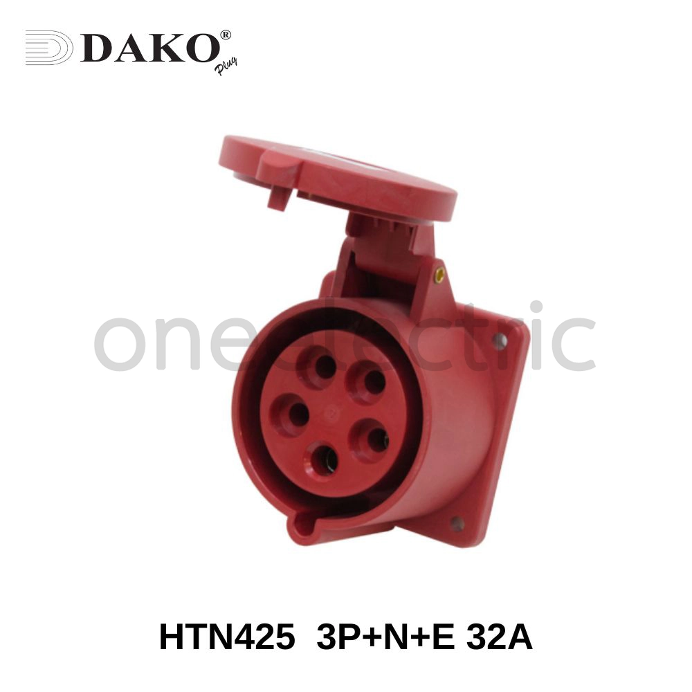 DAKO HTN425 ปลั๊กเพาเวอร์ ตัวเมีย ติดผนัง แบบฝังตรง 5ขา 3P+N+E 32A สีแดง