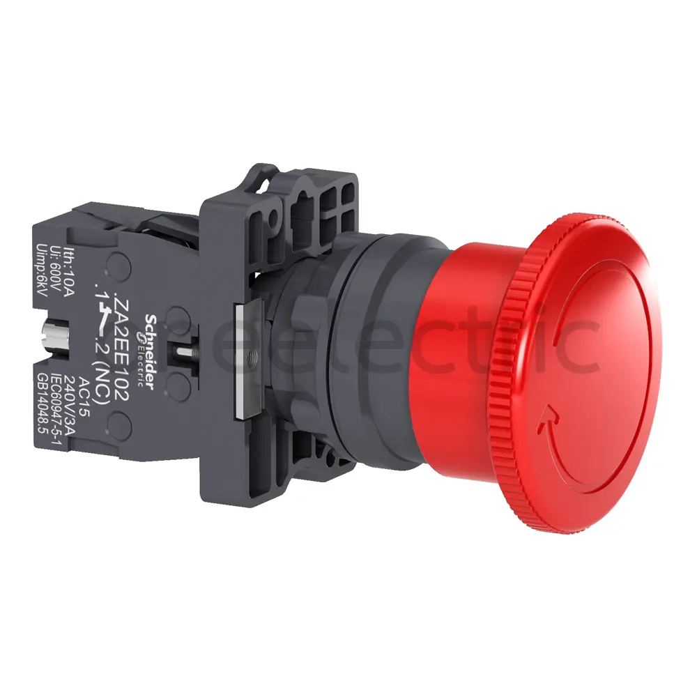 SCHNEIDER-XA2AS542-สวิตช์หัวเห็ดกดล็อค-22mm-สีแดง.webp