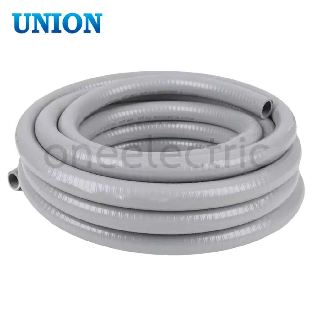 UNION ท่ออ่อนเหล็ก กันน้ำ ยางสีเทา 1นิ้ว (กล่อง = 30เมตร)