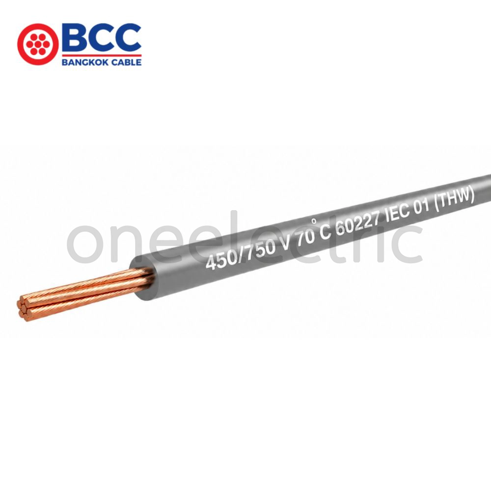 สายไฟ 60227 IEC01 THW 1x1.5 BCC บางกอกเคเบิ้ล (ม้วน = 100เมตร) สีเทา