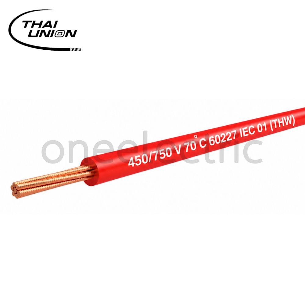 สายไฟ 60227 IEC01 THW 1x2.5 THAI UNION ไทยยูเนี่ยน (ม้วน 90เมตร) สีแดง