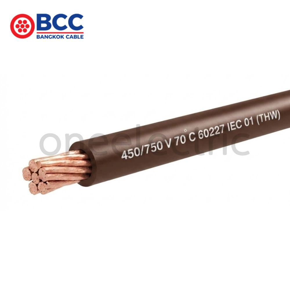 สายไฟ 60227 IEC01 THW 1x25 BCC บางกอกเคเบิ้ล (ม้วน = 100เมตร) สีน้ำตาล