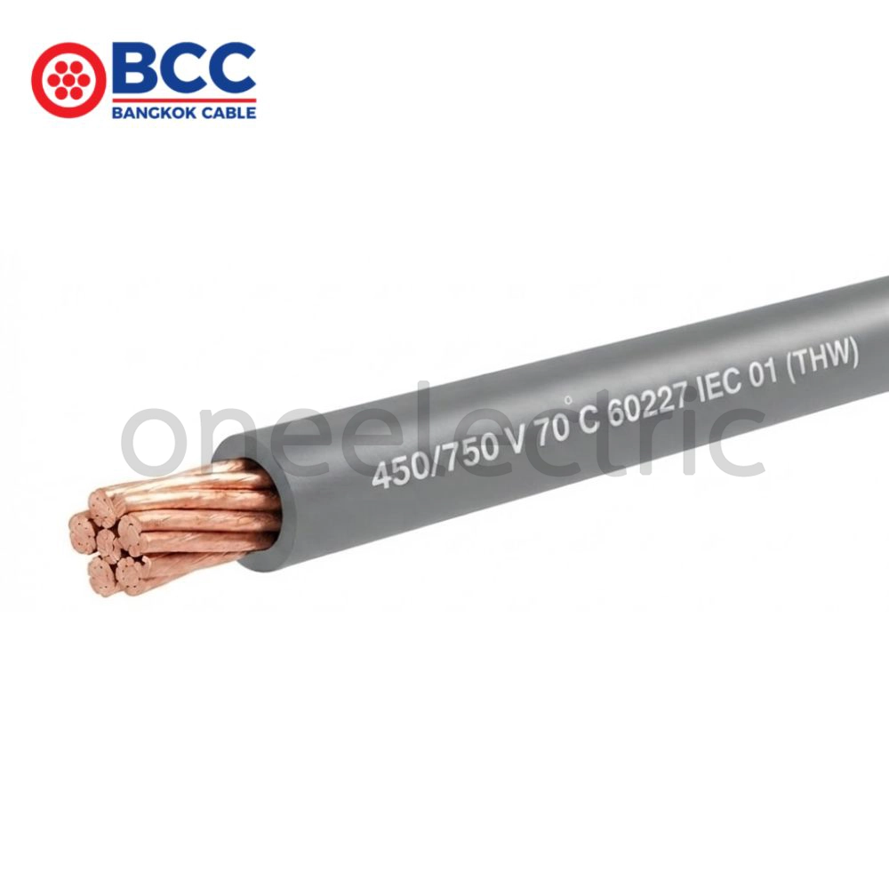 สายไฟ 60227 IEC01 THW 1x25 BCC บางกอกเคเบิ้ล (ม้วน = 100เมตร) สีเทา