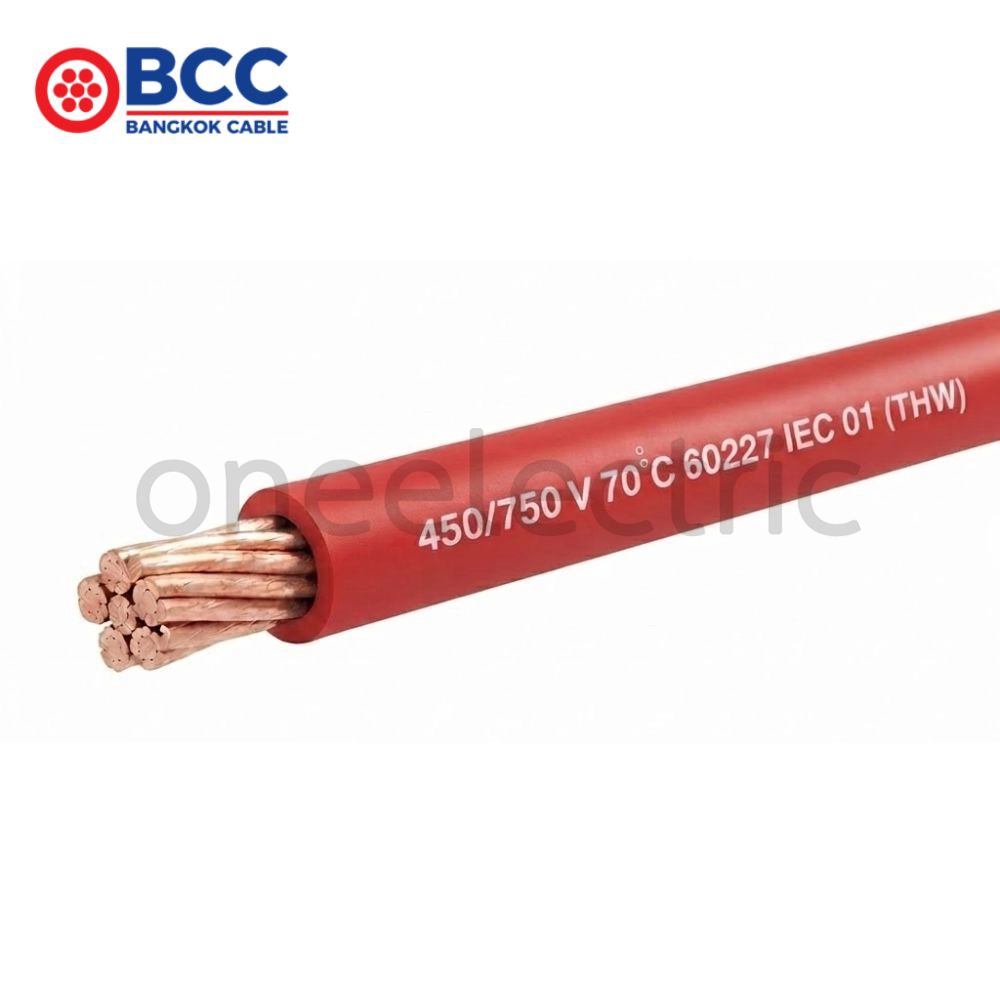 สายไฟ 60227 IEC01 THW 1x25 BCC บางกอกเคเบิ้ล (ม้วน = 100เมตร) สีแดง
