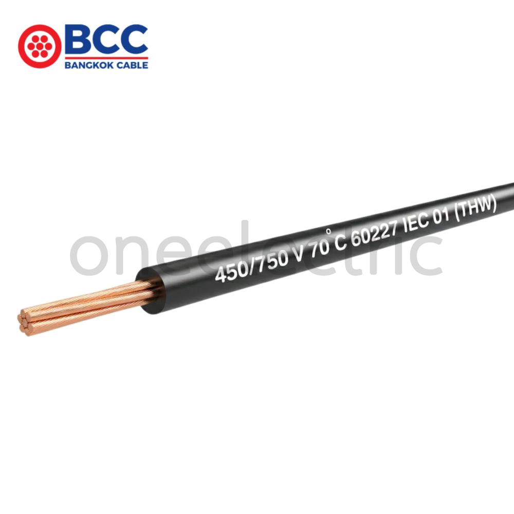 สายไฟ 60227 IEC01 THW 1x4 BCC บางกอกเคเบิ้ล (ม้วน = 100เมตร) สีดำ
