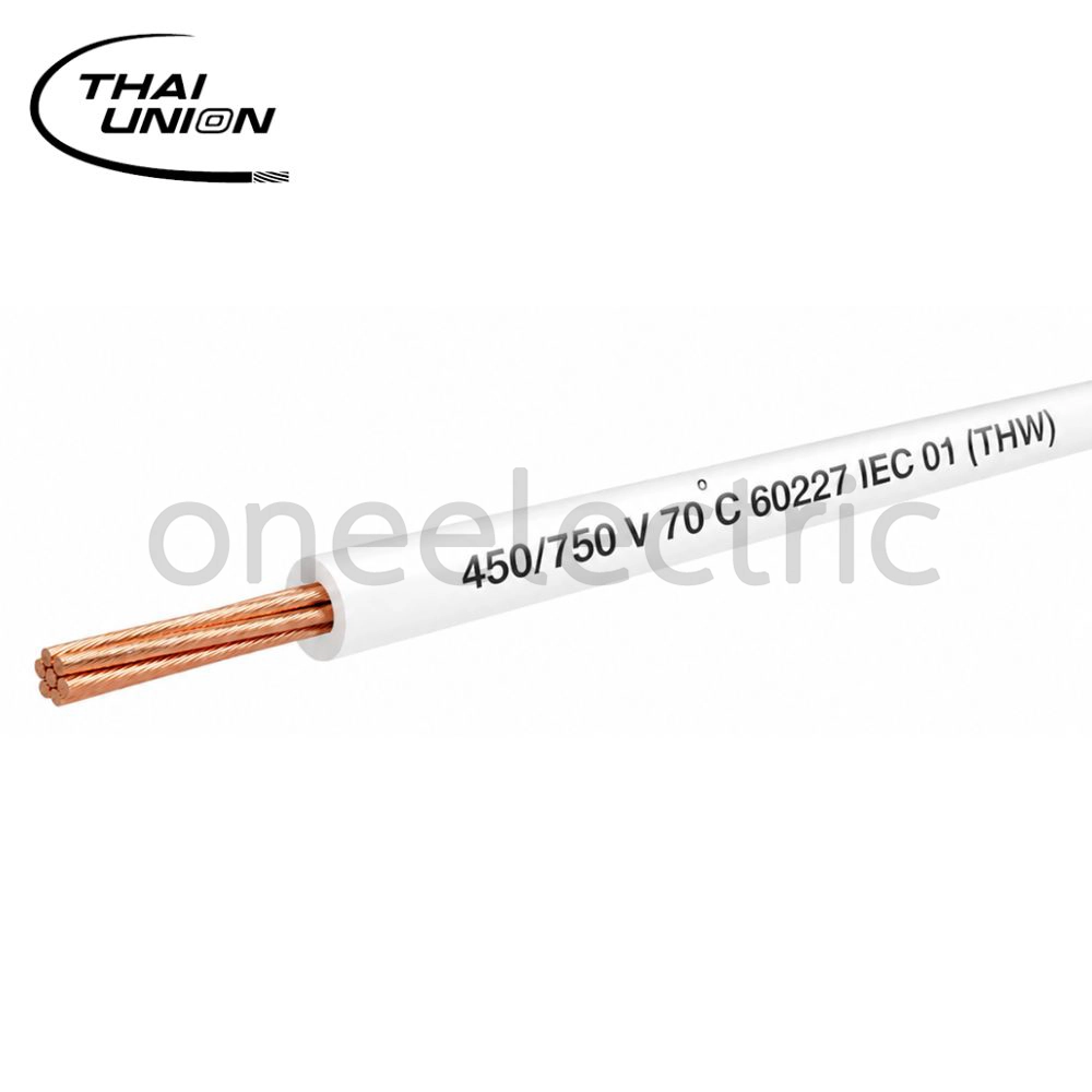 สายไฟ 60227 IEC01 THW 1x4 THAI UNION ไทยยูเนี่ยน (ม้วน 90เมตร) สีขาว