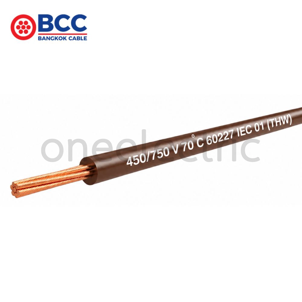 สายไฟ 60227 IEC01 THW 1x6 BCC บางกอกเคเบิ้ล (ม้วน = 100เมตร) สีน้ำตาล