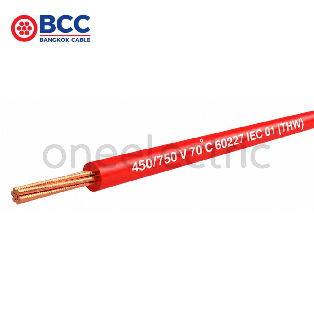 สายไฟ 60227 IEC01 THW 1x6 BCC บางกอกเคเบิ้ล (ม้วน = 100เมตร) สีแดง