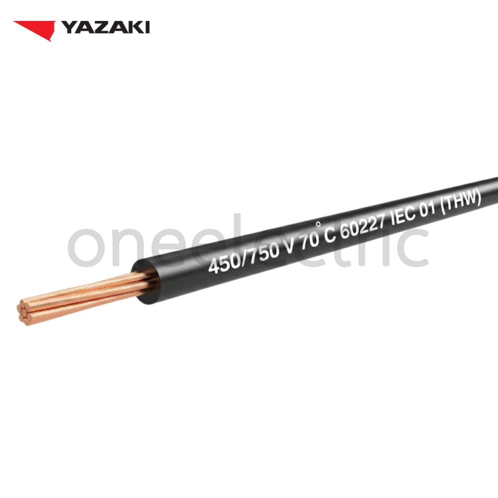 สายไฟ 60227 IEC01 THW 1x6 YAZAKI ยาซากิ (ม้วน = 100เมตร) สีดำ