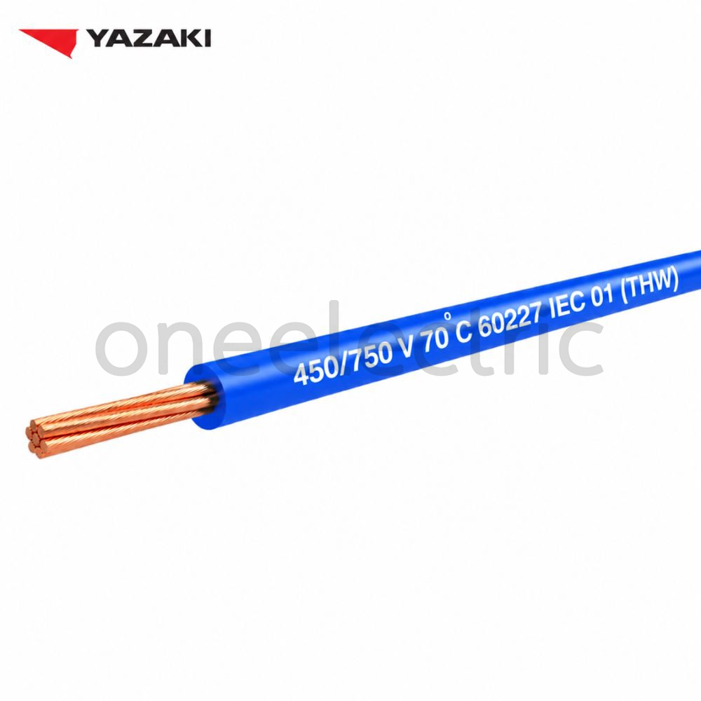สายไฟ 60227 IEC01 THW 1x6 YAZAKI ยาซากิ (ม้วน = 100เมตร) สีฟ้า