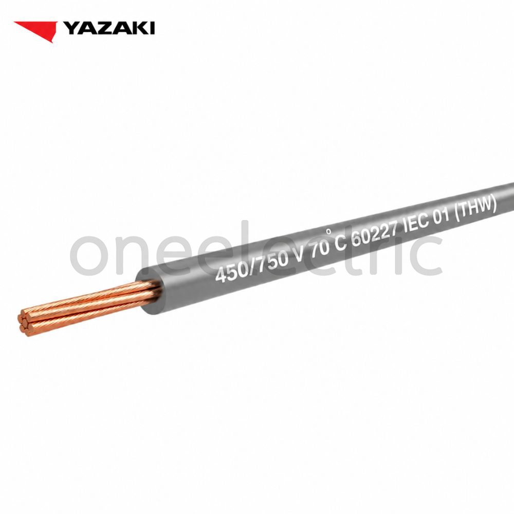 สายไฟ 60227 IEC01 THW 1x6 YAZAKI ยาซากิ (ม้วน = 100เมตร) สีเทา