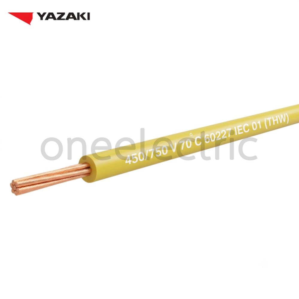 สายไฟ 60227 IEC01 THW 1x6 YAZAKI ยาซากิ (ม้วน = 100เมตร) สีเหลือง