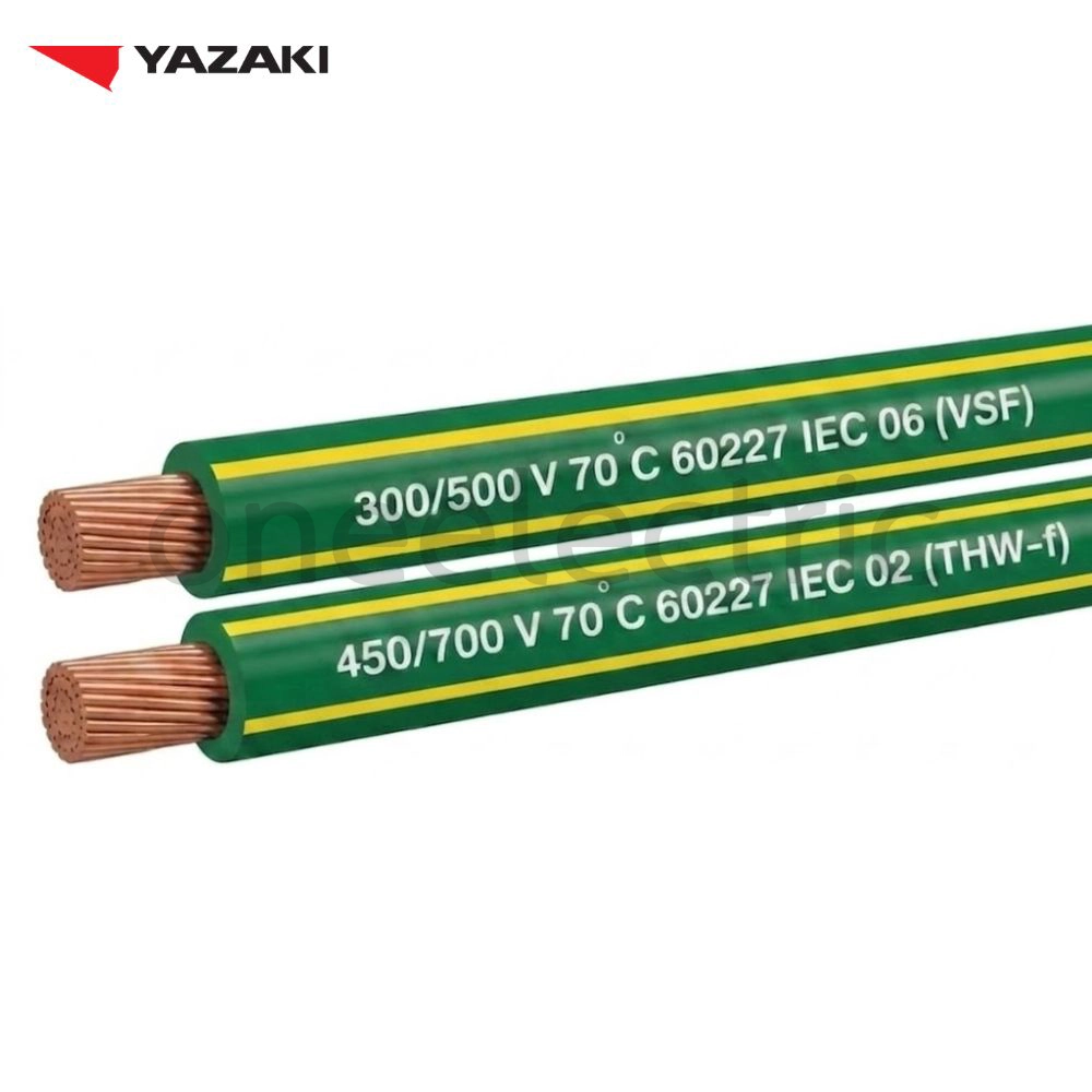 สายไฟ 60227 IEC02 THW(f) 1x16 ยาซากิ YAZAKI (ม้วน = 100เมตร) สีเขียว/เหลือง