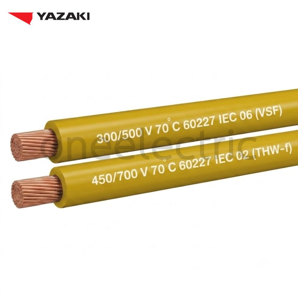 สายไฟ 60227 IEC02 THW(f) 1x16 ยาซากิ YAZAKI (ม้วน = 100เมตร) สีเหลือง