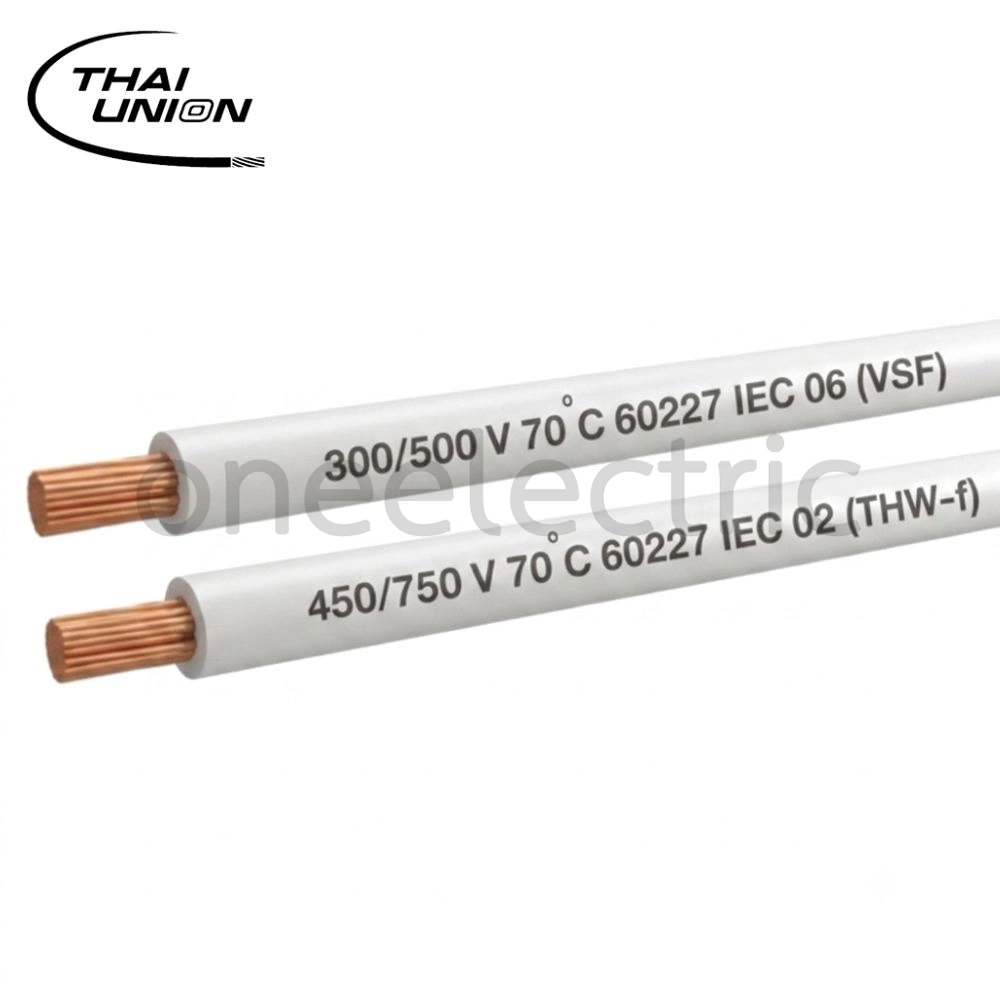 สายไฟ VSF THW(f) 1x1.5 ไทยยูเนี่ยน THAI UNION (ม้วน = 100เมตร) สีขาว