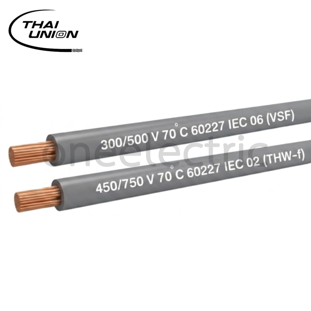 สายไฟ VSF THW(f) 1x1.5 ไทยยูเนี่ยน THAI UNION (ม้วน = 100เมตร) สีเทา