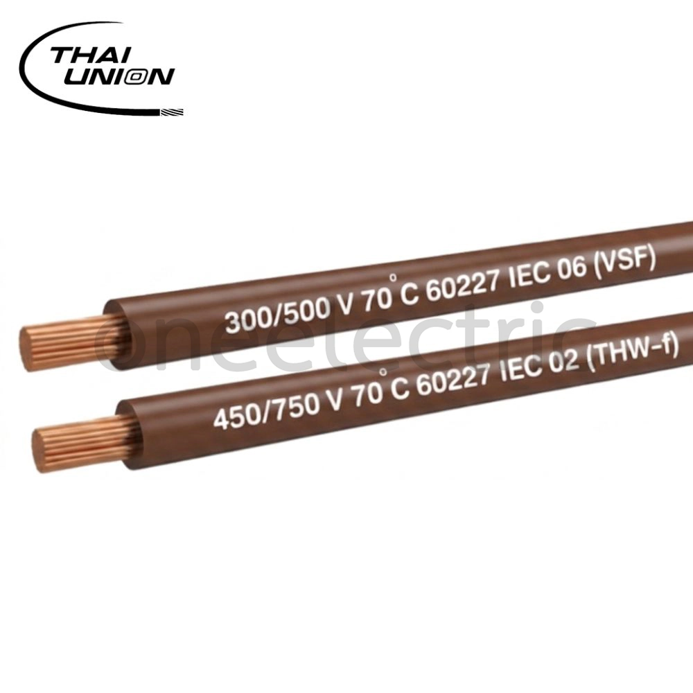 สายไฟ VSF THW(f) 1x2.5 ไทยยูเนี่ยน THAI UNION (ม้วน = 100เมตร) สีน้ำตาล