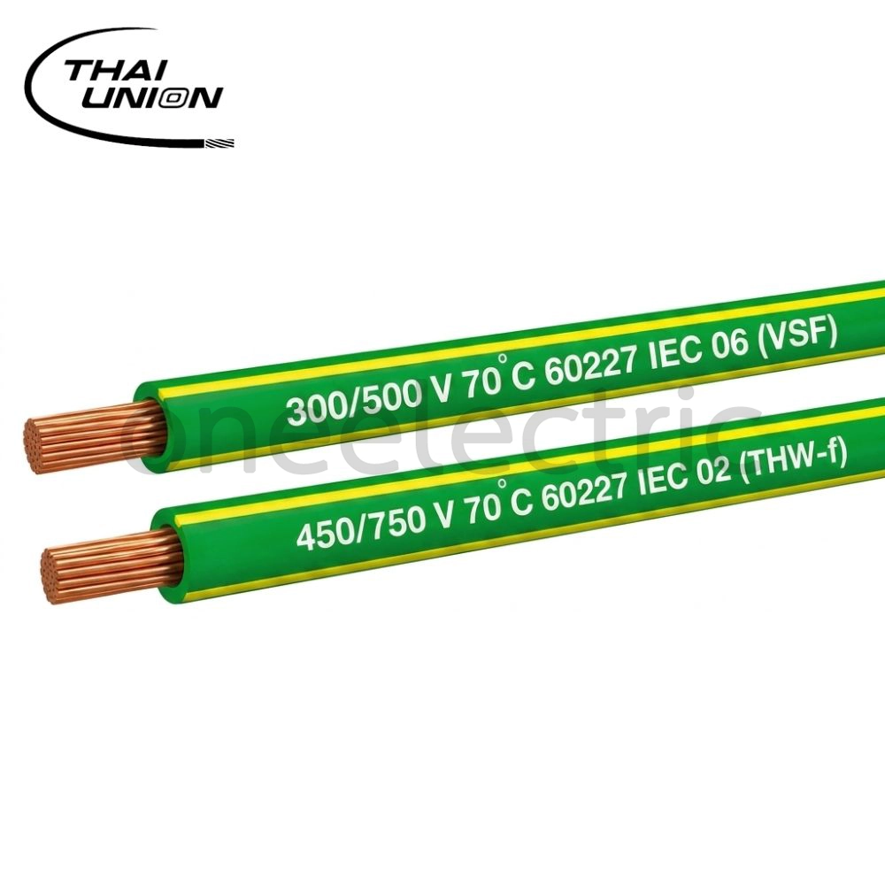 สายไฟ VSF THW(f) 1x2.5 ไทยยูเนี่ยน THAI UNION (ม้วน = 100เมตร) สีเขียว/เหลือง