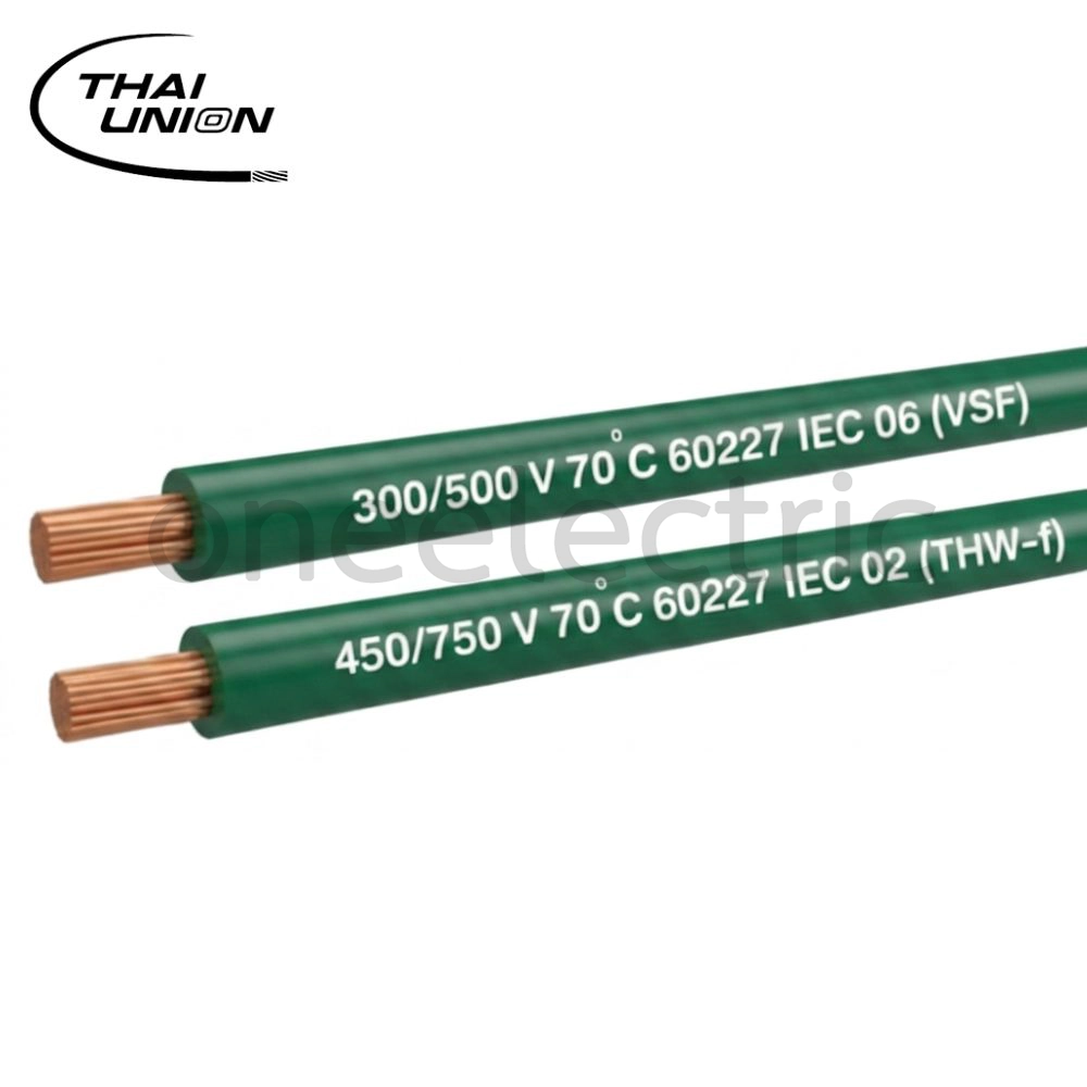 สายไฟ VSF THW(f) 1x4 ไทยยูเนี่ยน THAI UNION (ม้วน = 100เมตร) สีเขียว