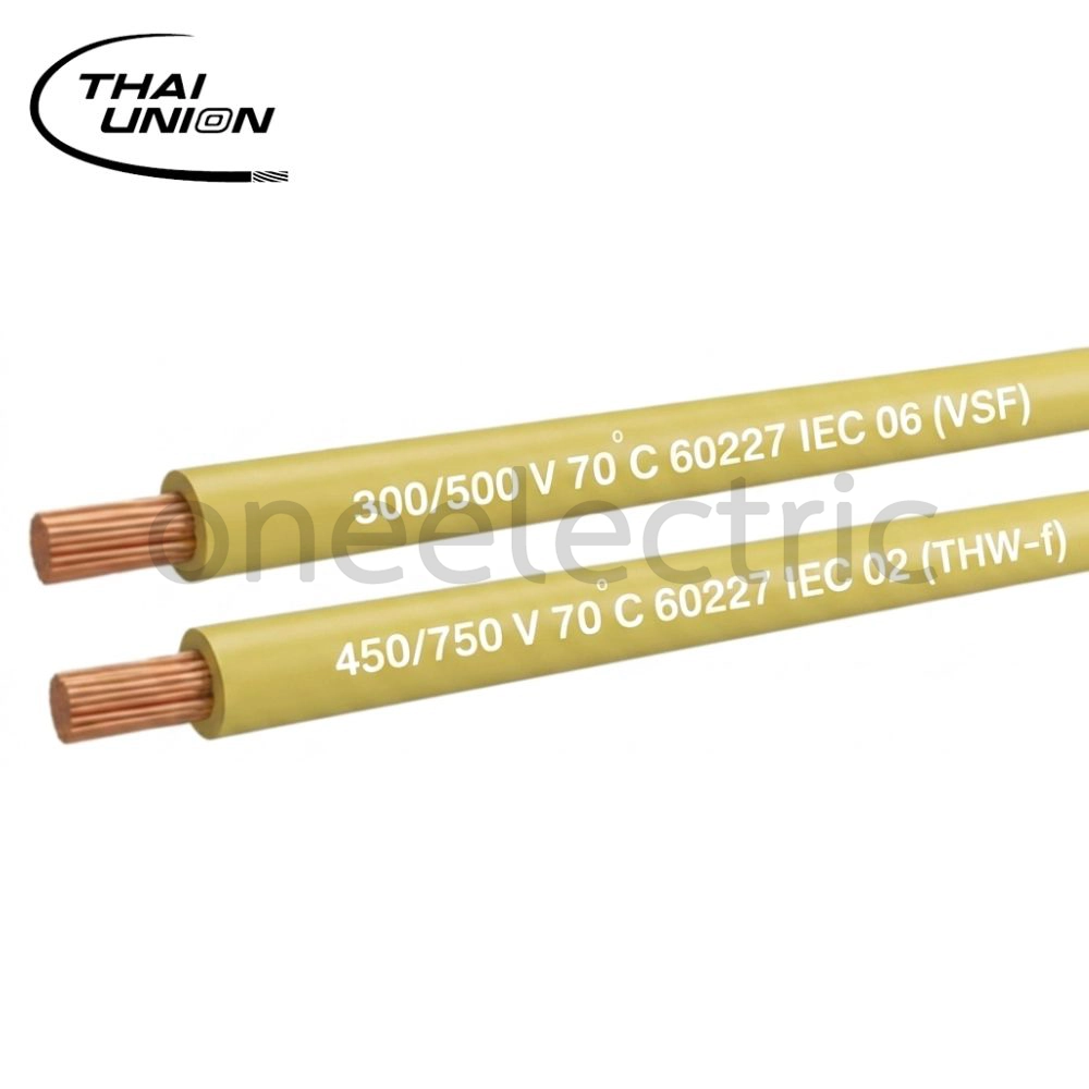 สายไฟ VSF THW(f) 1x4 ไทยยูเนี่ยน THAI UNION (ม้วน = 100เมตร) สีเหลือง