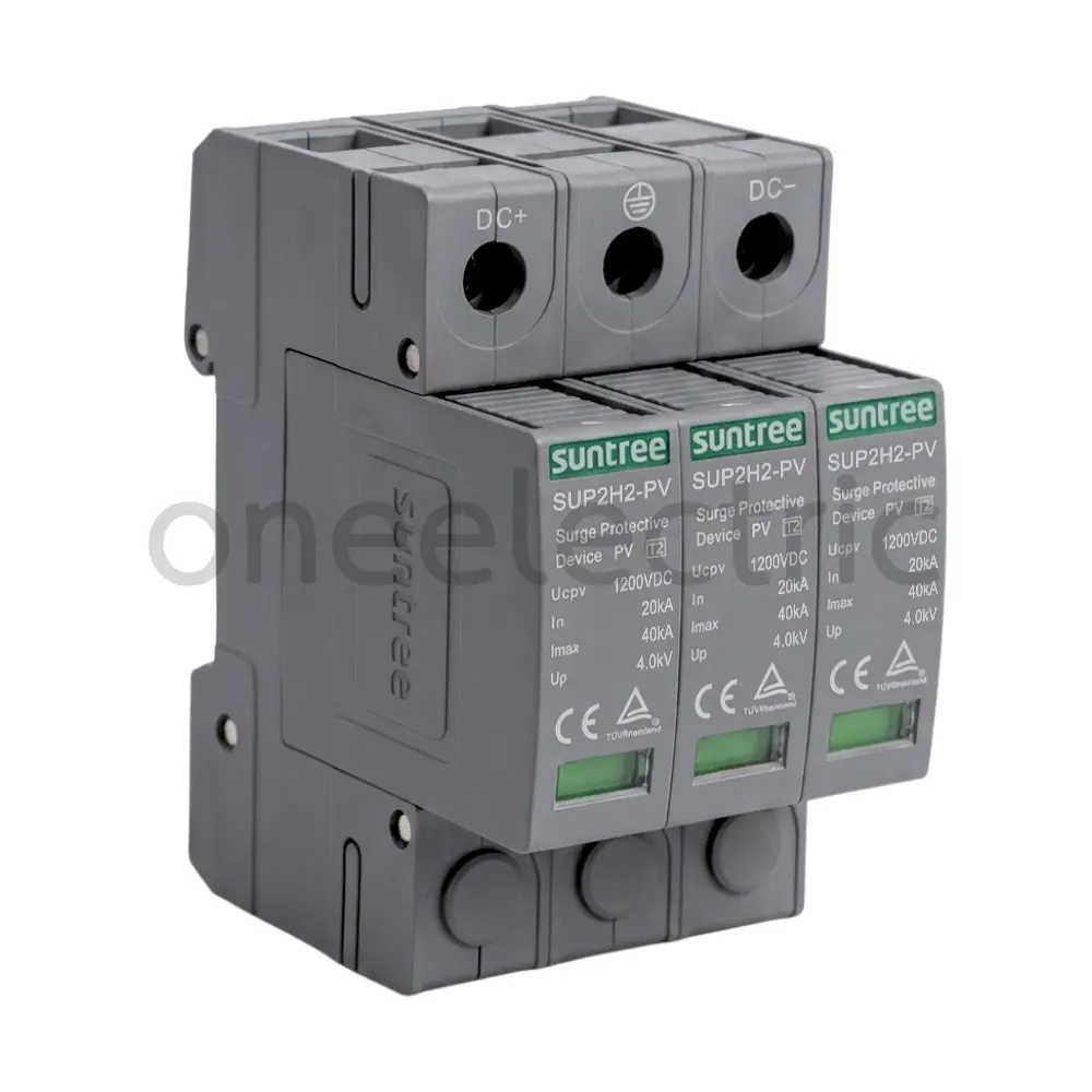 อุปกรณ์ป้องกันฟ้าผ่า ไฟกระชาก TYPE2 DC SURGE PROTECTIVE DEVICE SPD 3P 1000VDC 20-40KA SUP2H1-PV SUNTREE